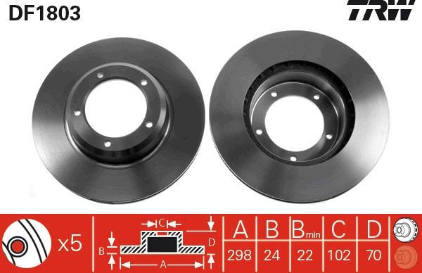 TRW DF1803 - Тормозной диск autospares.lv