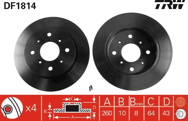 TRW DF1814 - Тормозной диск autospares.lv