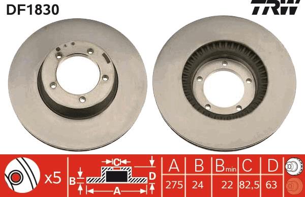 TRW DF1830 - Тормозной диск autospares.lv