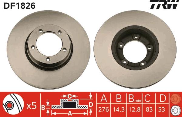 TRW DF1826 - Тормозной диск autospares.lv