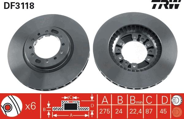 TRW DF3118 - Тормозной диск autospares.lv