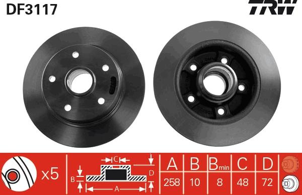 TRW DF3117 - Тормозной диск autospares.lv