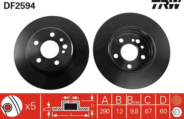 TRW DF2594 - Тормозной диск autospares.lv