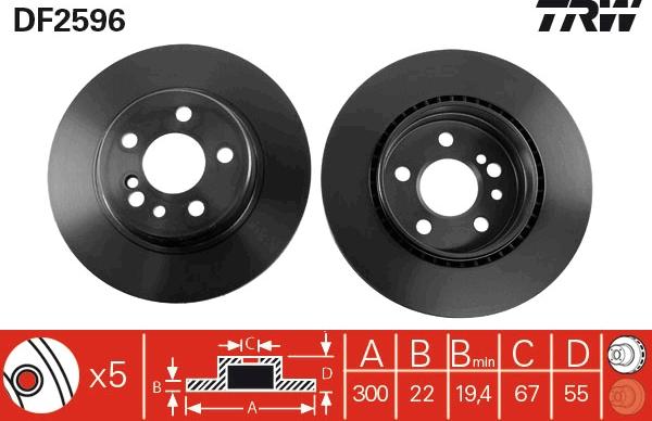 TRW DF2596 - Тормозной диск autospares.lv