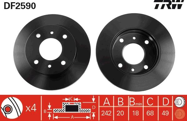 TRW DF2590 - Тормозной диск autospares.lv