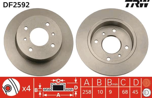 TRW DF2592 - Тормозной диск autospares.lv