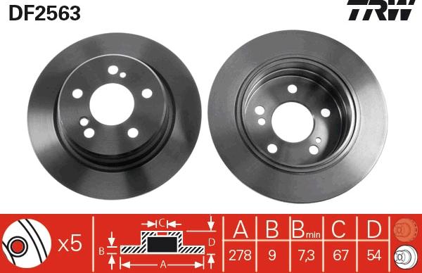 TRW DF2563 - Тормозной диск autospares.lv