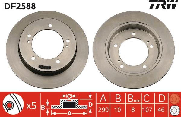 TRW DF2588 - Тормозной диск autospares.lv