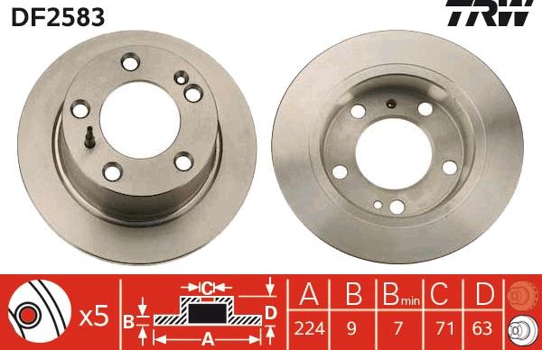 TRW DF2583 - Тормозной диск autospares.lv