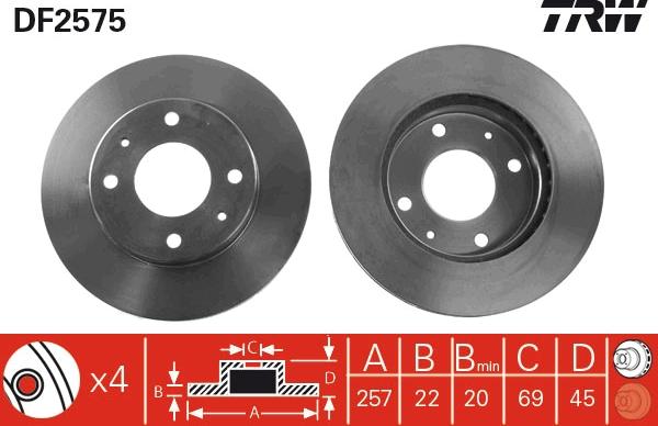 TRW DF2575 - Тормозной диск autospares.lv