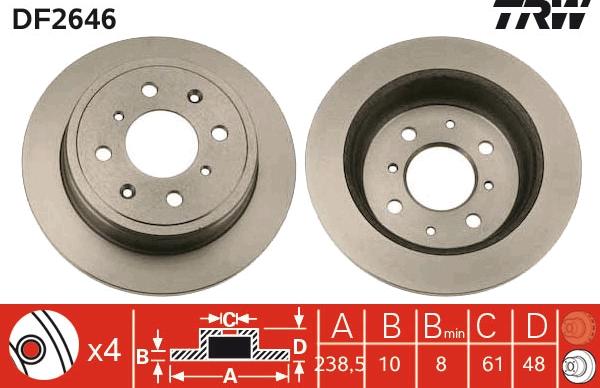 TRW DF2646 - Тормозной диск autospares.lv