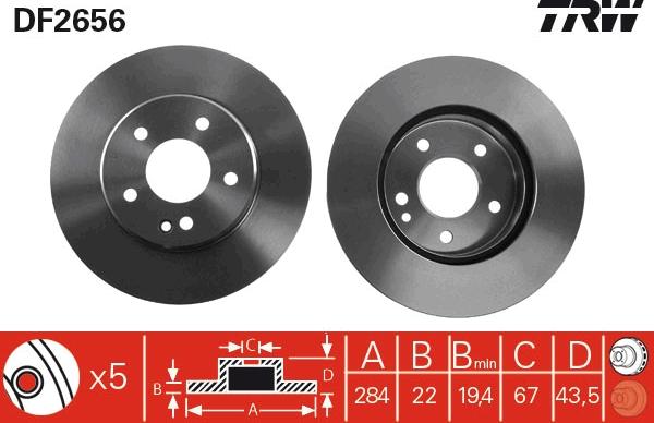 TRW DF2656 - Тормозной диск autospares.lv