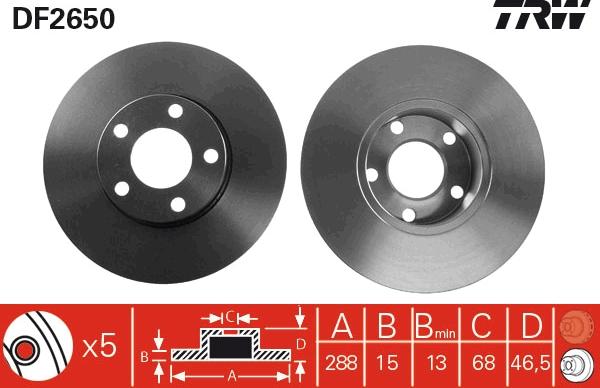 TRW DF2650 - Тормозной диск autospares.lv