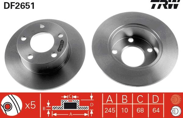 TRW DF2651 - Тормозной диск autospares.lv