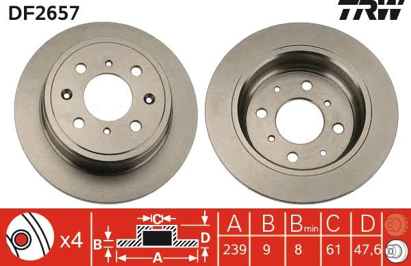 TRW DF2657 - Тормозной диск autospares.lv