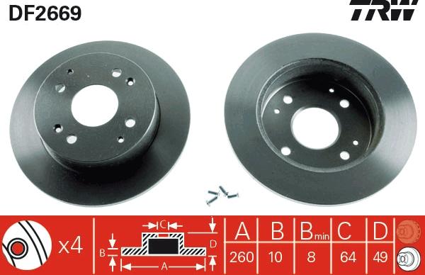 TRW DF2669 - Тормозной диск autospares.lv