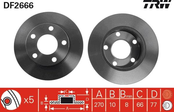 TRW DF2666 - Тормозной диск autospares.lv