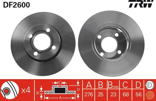 TRW DF2600 - Тормозной диск autospares.lv