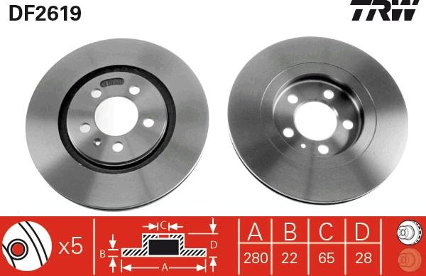TRW DF2619 - Тормозной диск autospares.lv