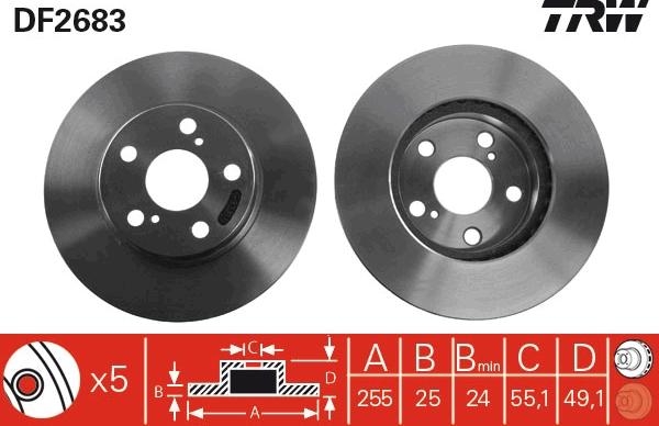 TRW DF2683 - Тормозной диск autospares.lv