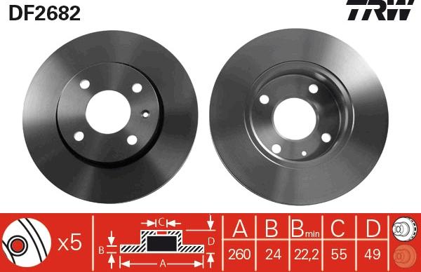 TRW DF2682 - Тормозной диск autospares.lv