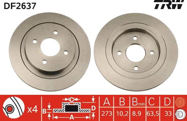 TRW DF2637 - Тормозной диск autospares.lv