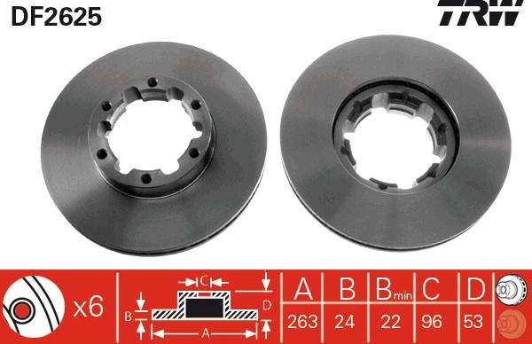 TRW DF2625 - Тормозной диск autospares.lv