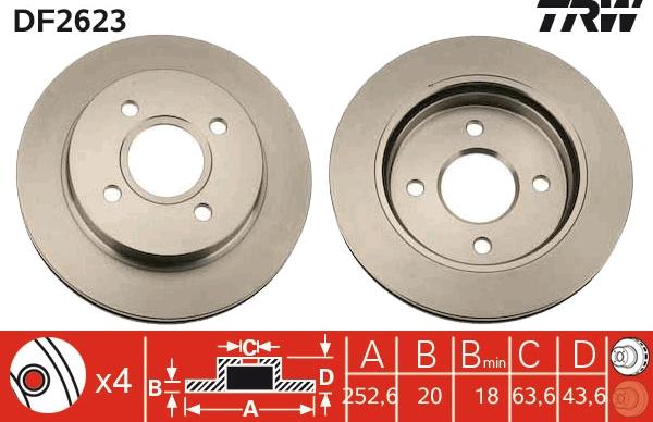 TRW DF2623 - Тормозной диск autospares.lv