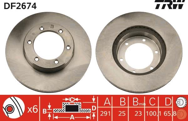 TRW DF2674 - Тормозной диск autospares.lv