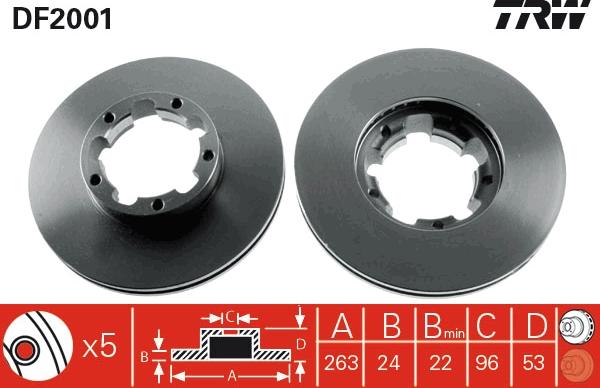 TRW DF2001 - Тормозной диск autospares.lv