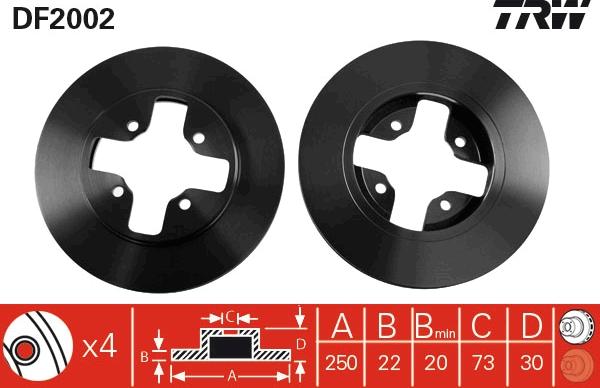 TRW DF2002 - Тормозной диск autospares.lv