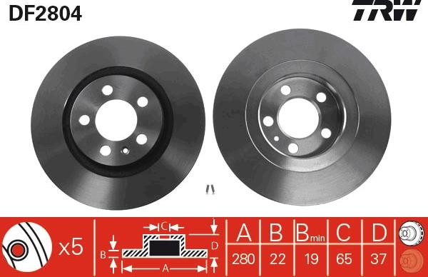 TRW DF2804 - Тормозной диск autospares.lv