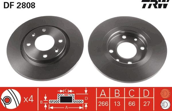 TRW DF2808 - Тормозной диск autospares.lv