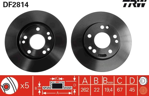 TRW DF2814 - Тормозной диск autospares.lv