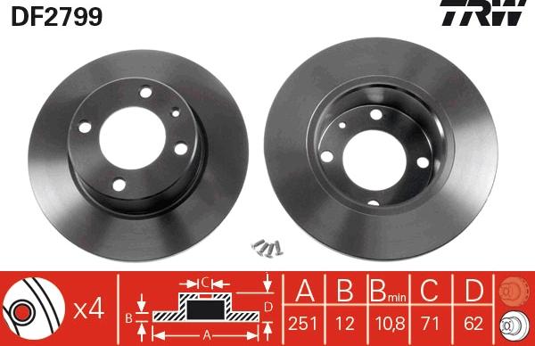 TRW DF2799 - Тормозной диск autospares.lv