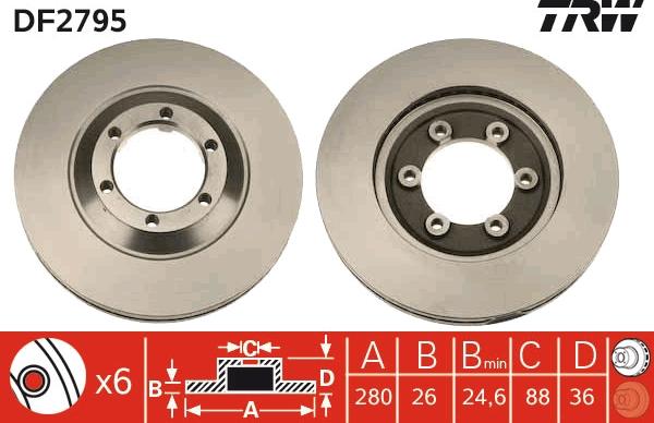 TRW DF2795 - Тормозной диск autospares.lv