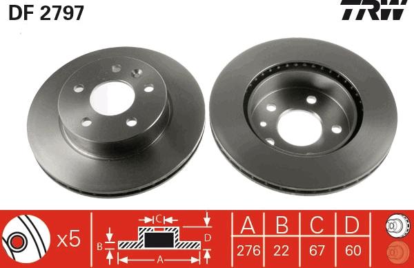 TRW DF2797 - Тормозной диск autospares.lv