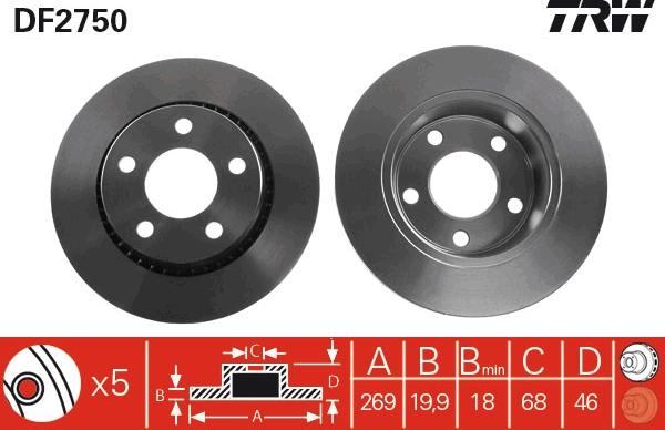 TRW DF2750 - Тормозной диск autospares.lv