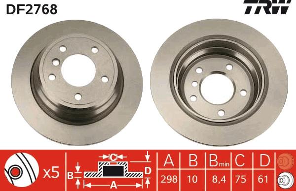 TRW DF2768 - Тормозной диск autospares.lv