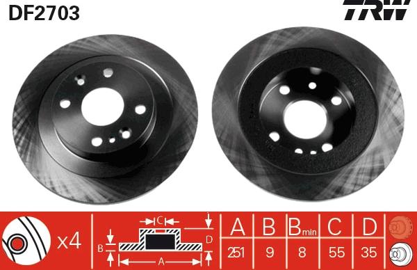 TRW DF2703 - Тормозной диск autospares.lv