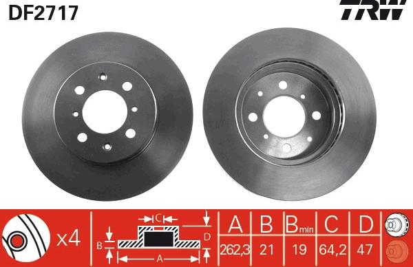 TRW DF2717 - Тормозной диск autospares.lv