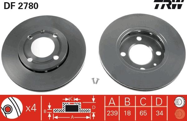 TRW DF2780 - Тормозной диск autospares.lv