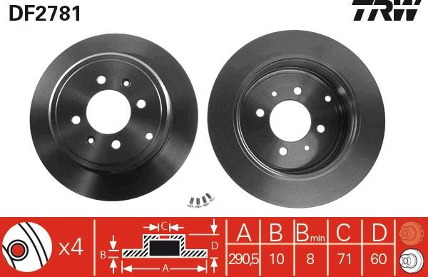 TRW DF2781 - Тормозной диск autospares.lv