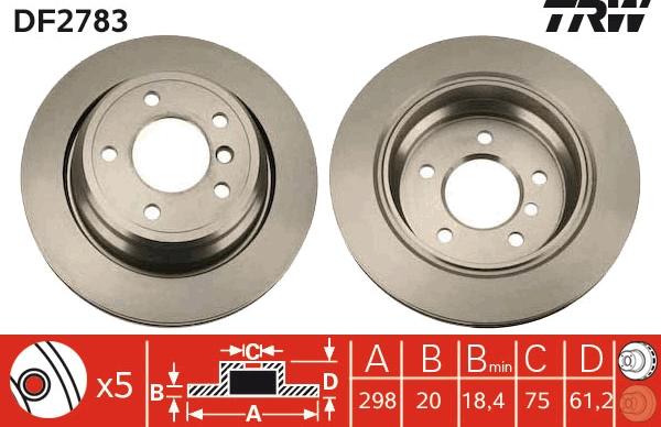 TRW DF2783 - Тормозной диск autospares.lv