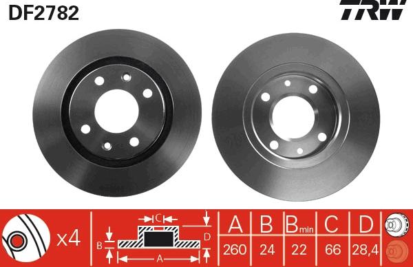 TRW DF2782 - Тормозной диск autospares.lv