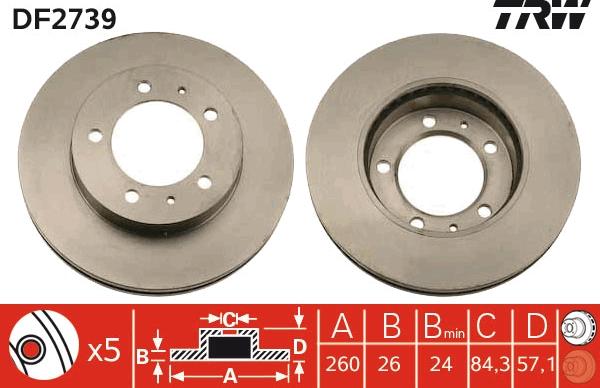 TRW DF2739 - Тормозной диск autospares.lv