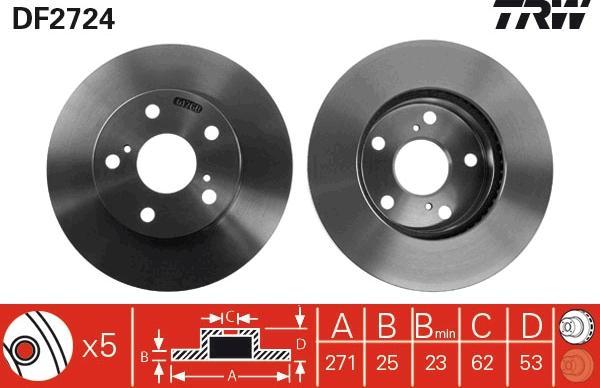 TRW DF2724 - Тормозной диск autospares.lv