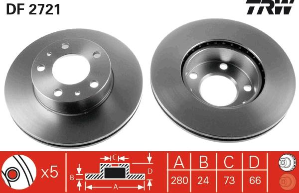 TRW DF2721 - Тормозной диск autospares.lv