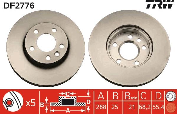 TRW DF2776 - Тормозной диск autospares.lv