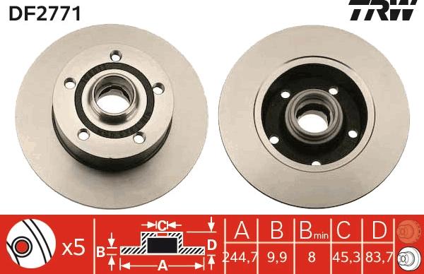 TRW DF2771 - Тормозной диск autospares.lv